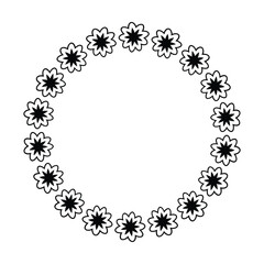 Flower circle border design rounded floral frame ring for decoration ornament in vector illustration