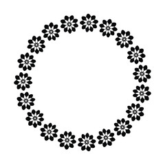 Flower circle border design rounded floral frame ring for decoration ornament in vector illustration
