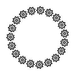 Flower circle border design rounded floral frame ring for decoration ornament in vector illustration