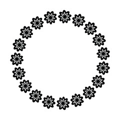 Flower circle border design rounded floral frame ring for decoration ornament in vector illustration
