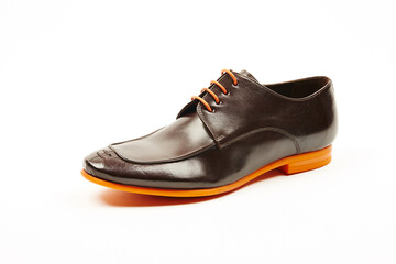 Classic, leather mens shoes on white isolated background