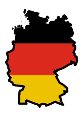 German Unity: A Sketch of the National Flag on the Map - Germany