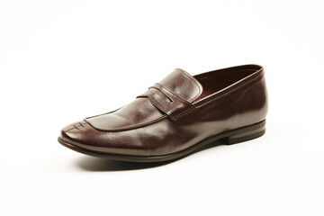 Classic, leather mens shoes on white isolated background