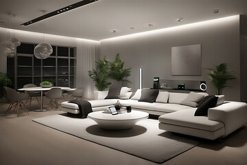 High-tech smart home with green elegance. Nature meets innovation in a harmonious blend.