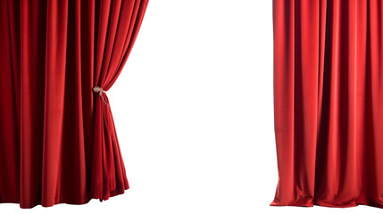 Transparent Dramatic Unveiling: Theater or Cinema Opening the Curtain - Captivating Stock Image for Sale. Transparent background - obrazy, fototapety, plakaty