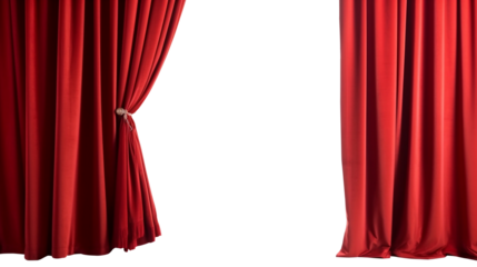 Transparent Dramatic Unveiling: Theater or Cinema Opening the Curtain - Captivating Stock Image for Sale. Transparent background
