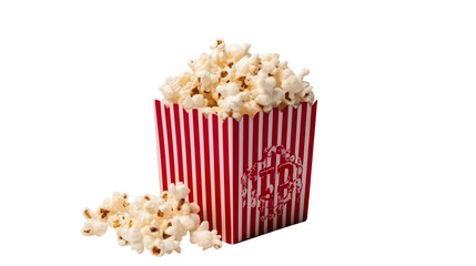 Transparent Movie Night Must-Have: Red Box with Popcorn - Captivating Stock Image for Sale. Transparent background