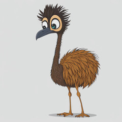 cartoon emu, vector, illustration, white background