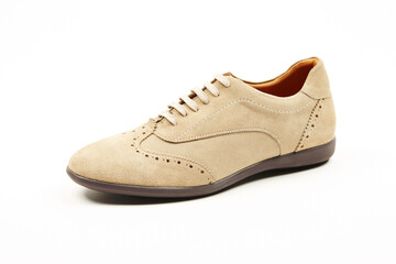 Handmade high quality Italian mens casual shoes on a  white isolated background.