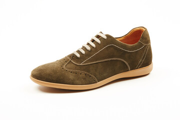 Handmade high quality Italian mens casual shoes on a  white isolated background.
