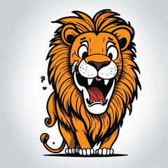 cartoon happy lion, vector, illustration, white background