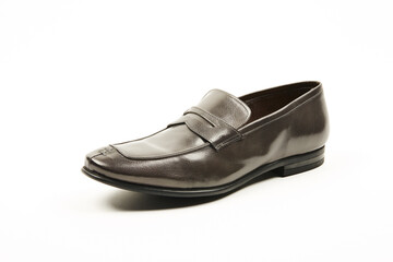 Handmade high quality Italian mens casual shoes on a  white isolated background.