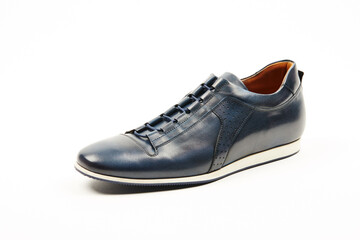 Handmade high quality Italian mens casual shoes on a  white isolated background.