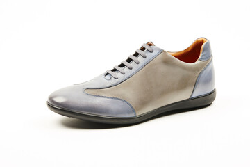 Handmade high quality Italian mens casual shoes on a  white isolated background.