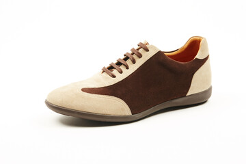 Handmade high quality Italian mens casual shoes on a  white isolated background.