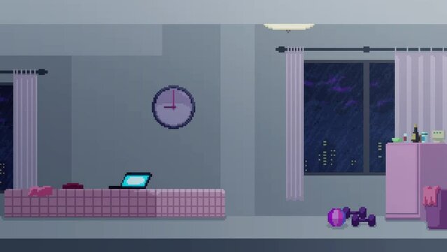 pixel art empty condominium room