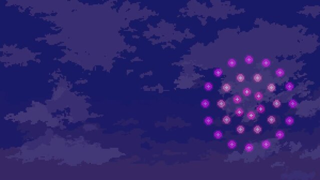 pixel art fireworks night sky