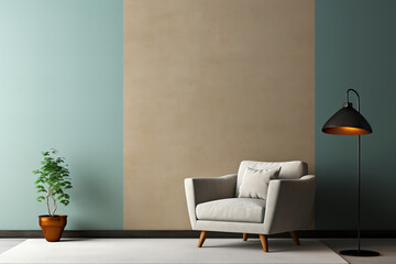Empty wall. Poster Mockup. Modern Interior Design Background. Ai generated 
