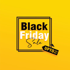 Lettering Black friday sale banner on yellow background. Black friday Sale with discount. For art template design, brochure style, banner, flyer, book, blank, card, poster.