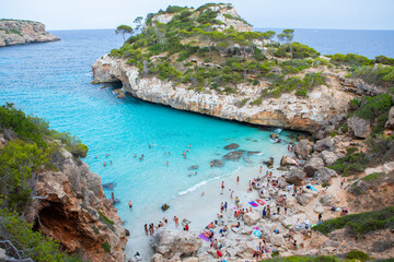 Calo des Moro, Majorca, Spain. Beautiful beach landscape, exotic tropical island nature, blue sea...
