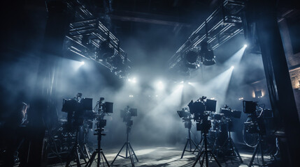 Professional lighting equipment on the movie set