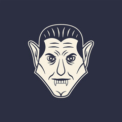 Vampire icon. Sticker design. Vampire head. Print for t-shirt, typography. Vector illustration
