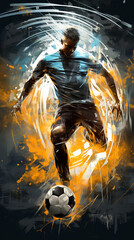 Fototapeta na wymiar fantasy football player running with ball illustration