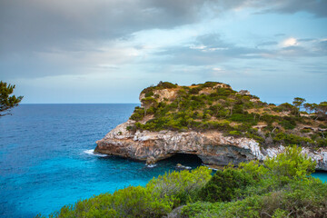 Calo des Moro, Majorca, Spain. Beautiful beach landscape, exotic tropical island nature, blue sea...