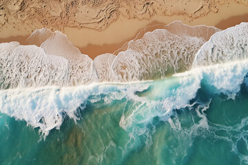 Generative AI the waves of an ocean washing the beach of an island