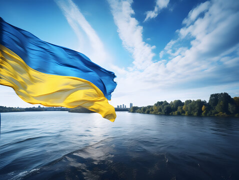 Textile flag of ukraine