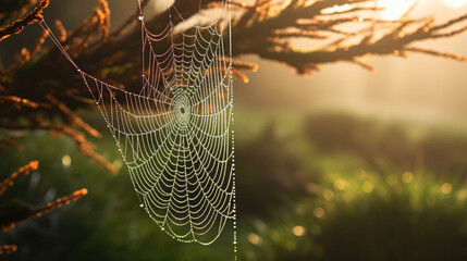 spider web with dew drops - Powered by Adobe
