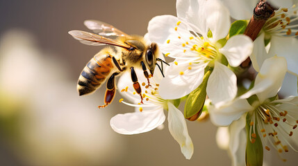 bee on flower macro photo - Powered by Adobe