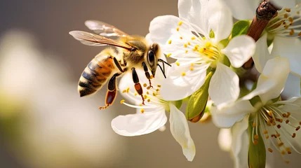 Photo sur Plexiglas Abeille bee on flower macro photo