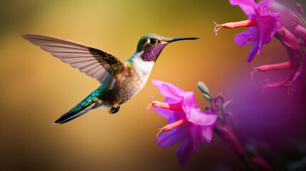 hummingbird in flight macro photo