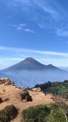 Aerial view of Beautiful natural scenery mountain in Indonesia