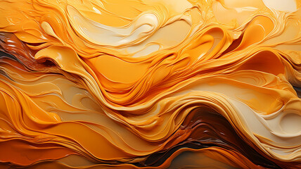 Abstract background of orange and yellow liquid with some smooth lines in it. 3d render