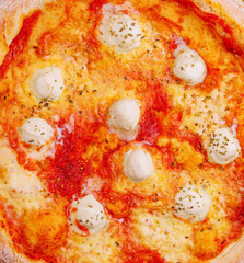 Obraz na płótnie Canvas margherita pizza with mozzarella and tomato sauce