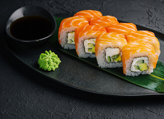 Philadelphia Sushi on black dish