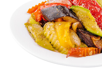 Grilled vegetables garnish on a plate