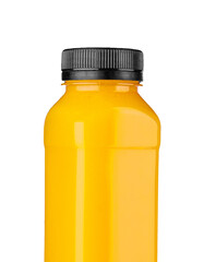 bottle of orange juice on white background