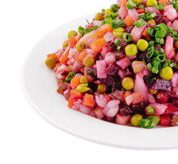 salad vinaigrette with boiled vegetables on plate