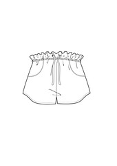 woman ruffle pleated high waist short fashion vector