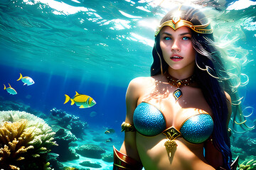 woman in the sea, Generative AI