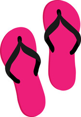 Vector illustration of pink flip flops in cartoon style. Beach female slippers 