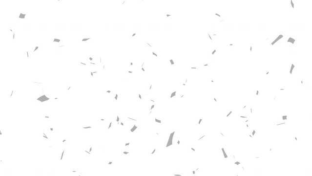 Silver 3D animation of confetti falling on Alpha Screen Background 4K. Celebrate the holidays. Easy to put it into your scene or video. confetti celebration, birthday party, anniversary party White BG