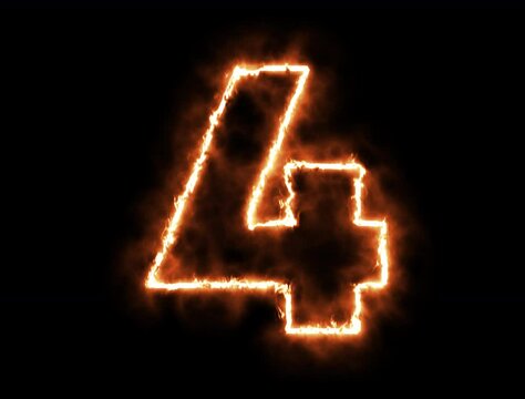 3d render Alphabet number one glowing in the dark orange blue neon light, fiery text numbers electric numbers alphabets