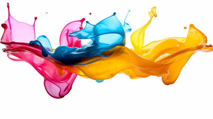 Fototapeta premium Color - gel, painting splashing, yellow pink and blue.