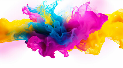 Color - gel, painting splashing, yellow pink and blue.