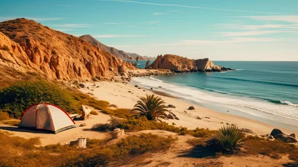 Foto auf Acrylglas Camps Bay Beach, Kapstadt, Südafrika Baja California Landscape: Beautiful Bay and Beach Camping in Blue Mexico. Generative AI