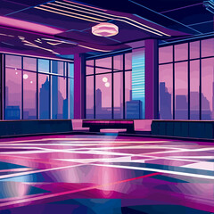 Modern brothel Empty dance bar floor typical of city downtown - obrazy, fototapety, plakaty